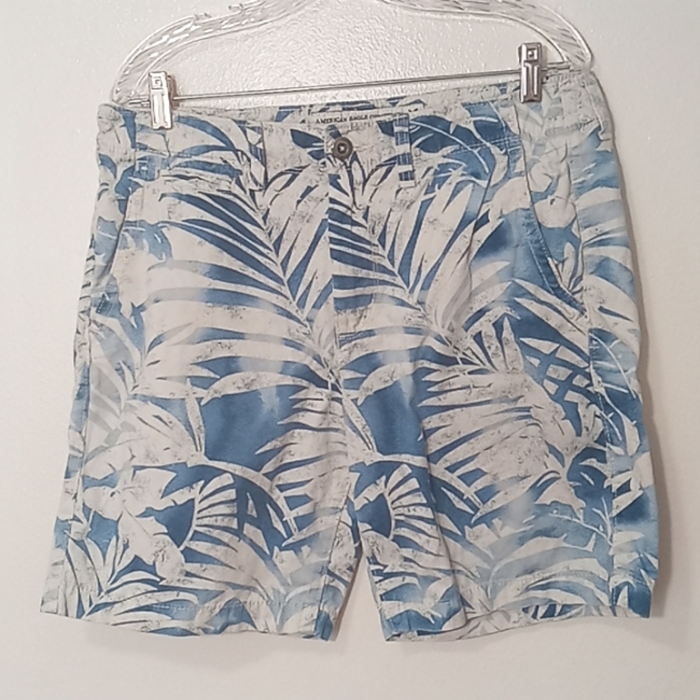 American Eagle Outfitters Prep Mens Blue Tropical Shorts Size 33